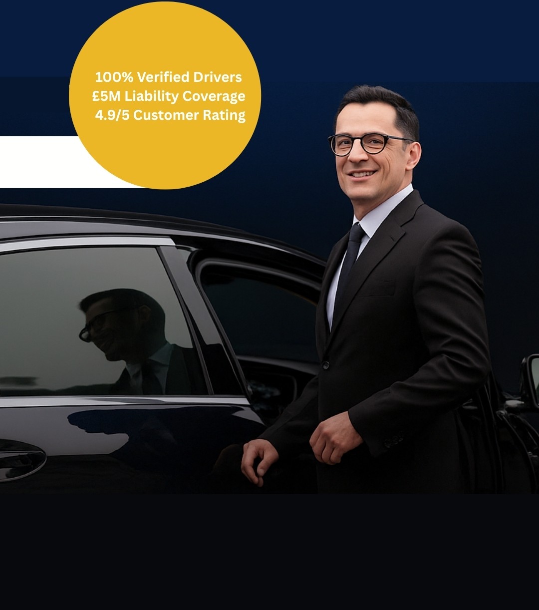 Professional chauffeur opening car door